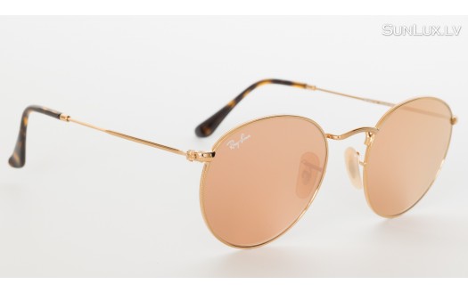 Ray-Ban Round Flat Lenses Copper Flash (RB3447N 001/Z2 50mm) saules brilles